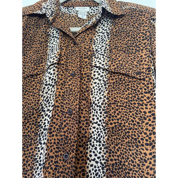 Vintage Nicola Petites 4P Cheetah Leopard Print Women's Button Up Shirt - Picture 6 of 9
